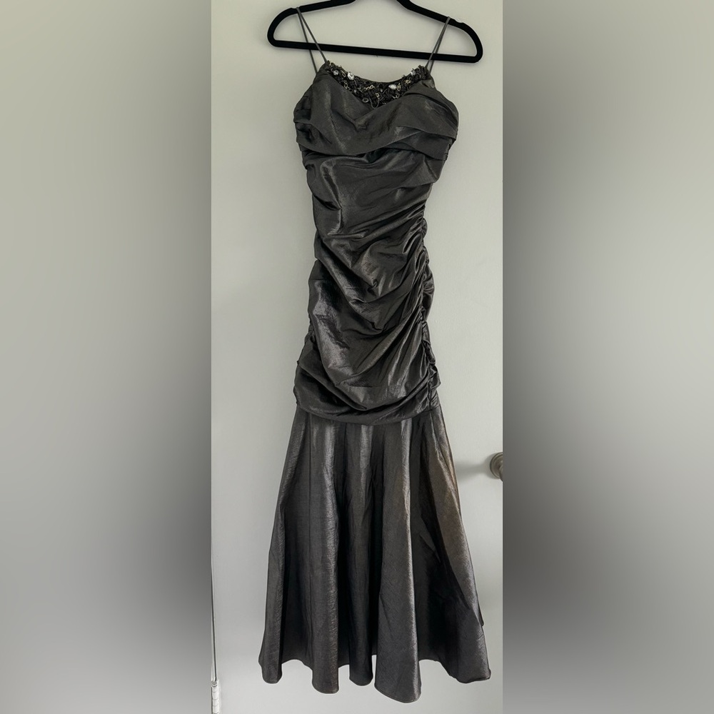 NV Couture Gown Metallic dark grey with a slight golden sheen, size 2